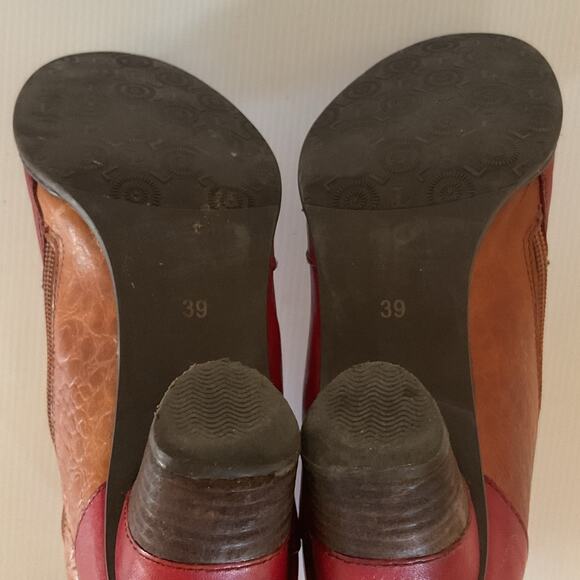 Vintage Laura Vita Bohemian Patchwork Leather Ankle Boots Women’s 8.5 Chunky - Picture 10 of 14